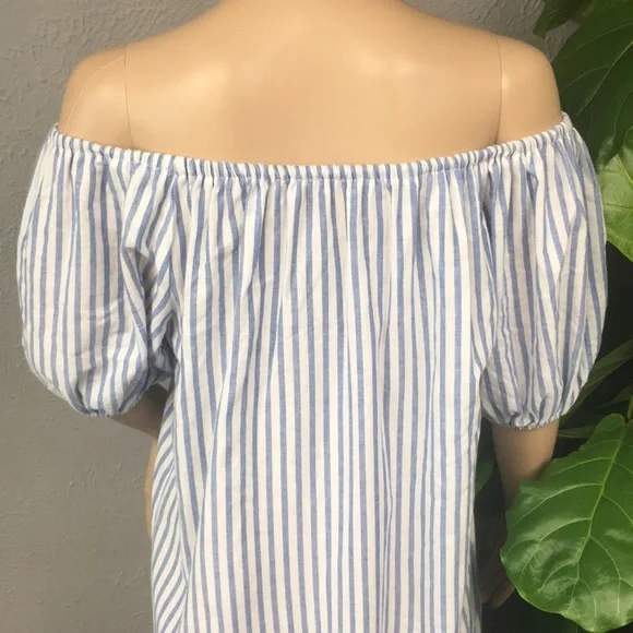Vintage Blue & White Striped Embroidered Dress - Picture 7 of 11